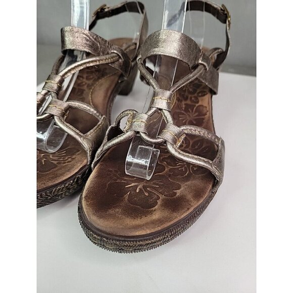Women's Born Silver Metallic Leather Strappy Wedge Heeled Sandals Size 9 / 40.5 - Picture 5 of 15